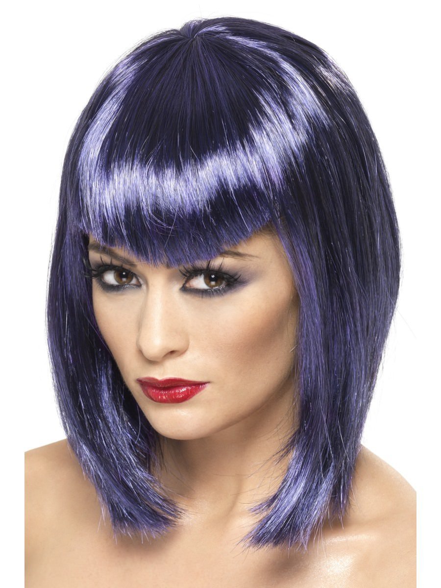 Vamp Wig, Purple, Short with Fringe