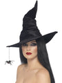 Black Velour Witch Hat with Spider